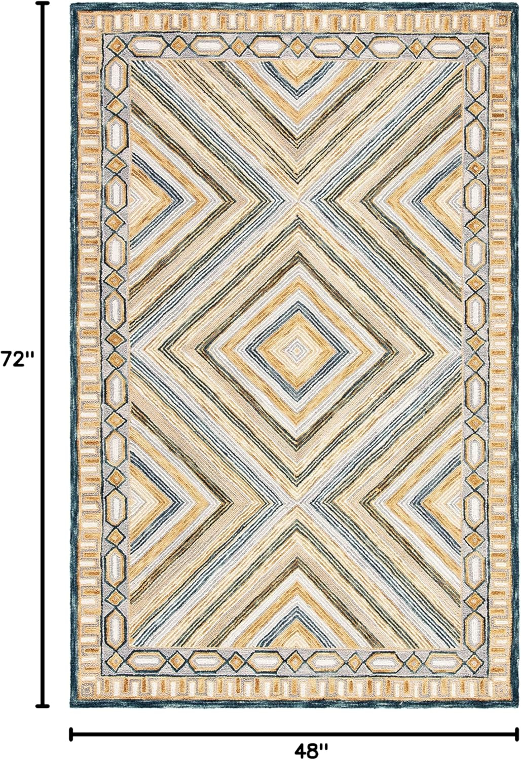 SAFAVIEH Aspen Caitriona Geometric Diamonds Wool Area Rug, Navy/Gold, 4' x 6'