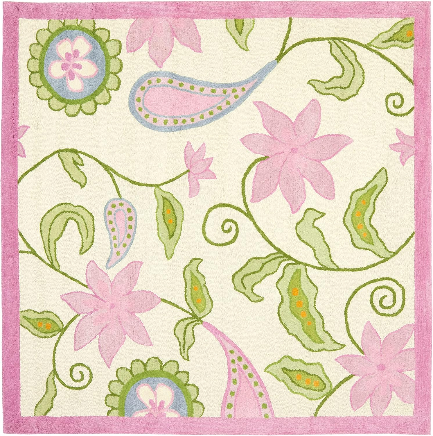 SAFAVIEH Kids Collection SFK351A Handmade Ivory/Pink Rug