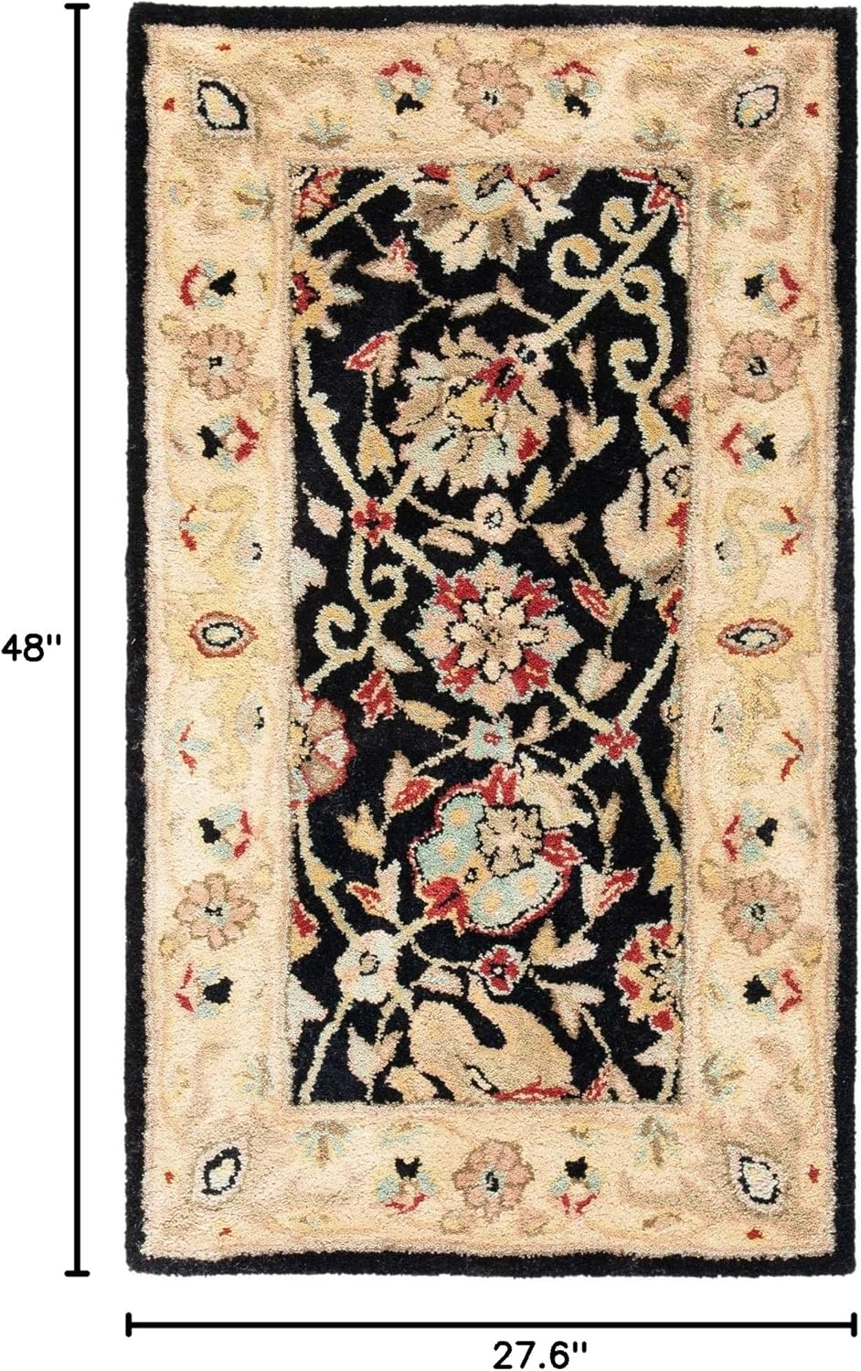 SAFAVIEH Antiquity Lilibeth Traditional Floral Wool Area Rug, Black, 2'3" x 4'