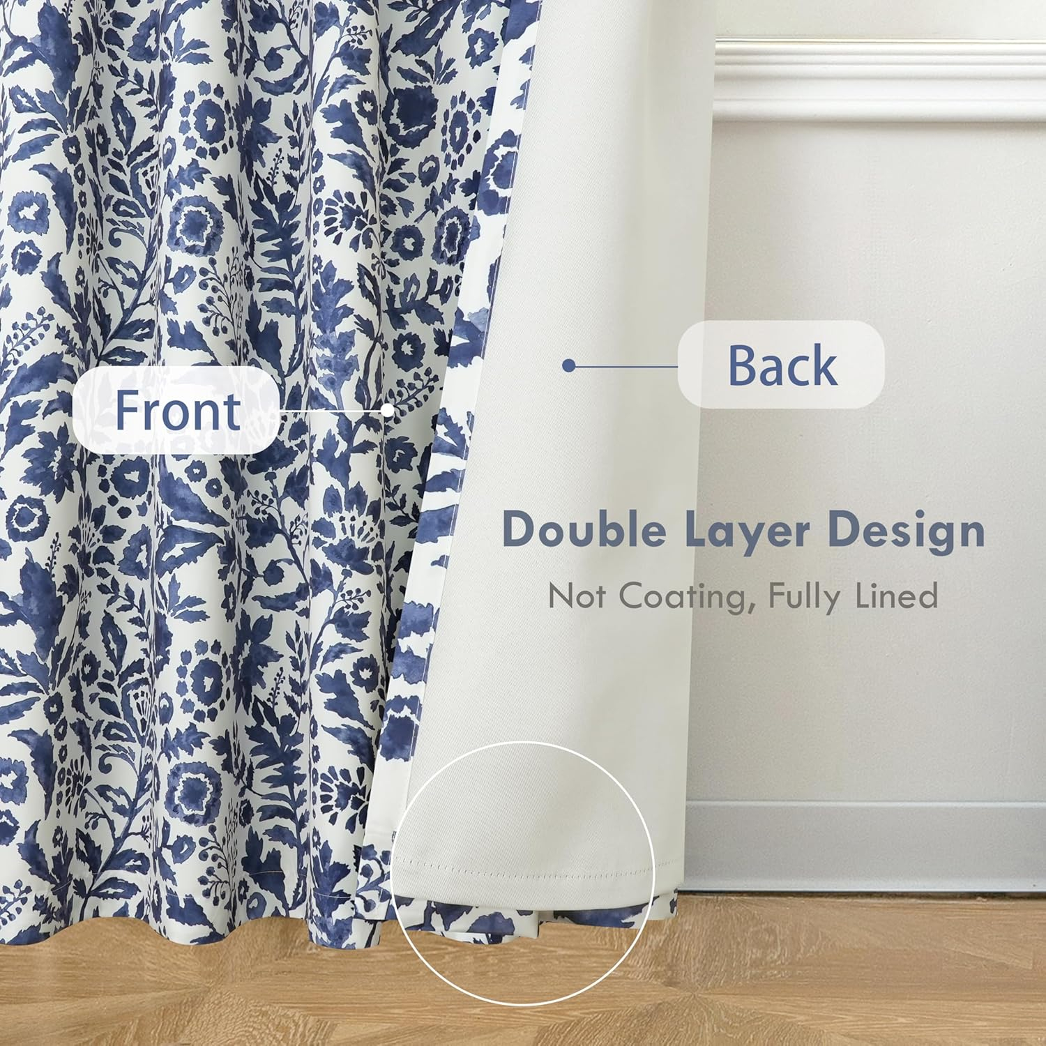 DriftAway Indoor and Outdoor Metal,Polyester Room Darkening Grommet Valances Blue,White,Multi-color 0.10 in x 52.00 in Set of 2