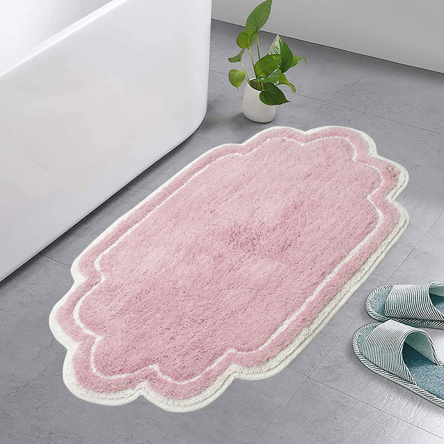 Home Weavers Inc Home Weavers Allure Collection Absorbent Cotton, Machine Washable and Dry Bath Rugs Pink 21"x34"