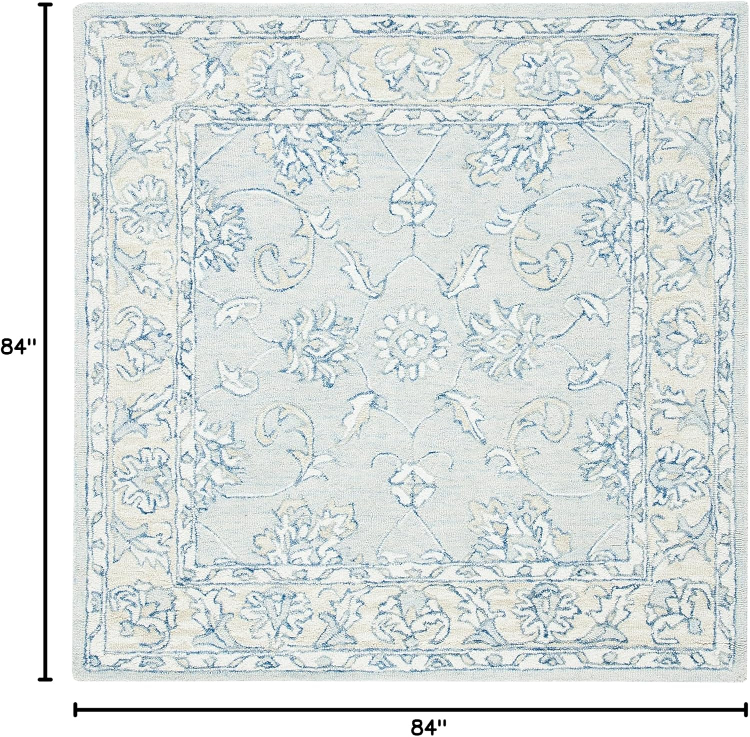 SAFAVIEH Micro-Loop Calista Oriental Area Rug, Blue/Beige, 7' x 7' Square
