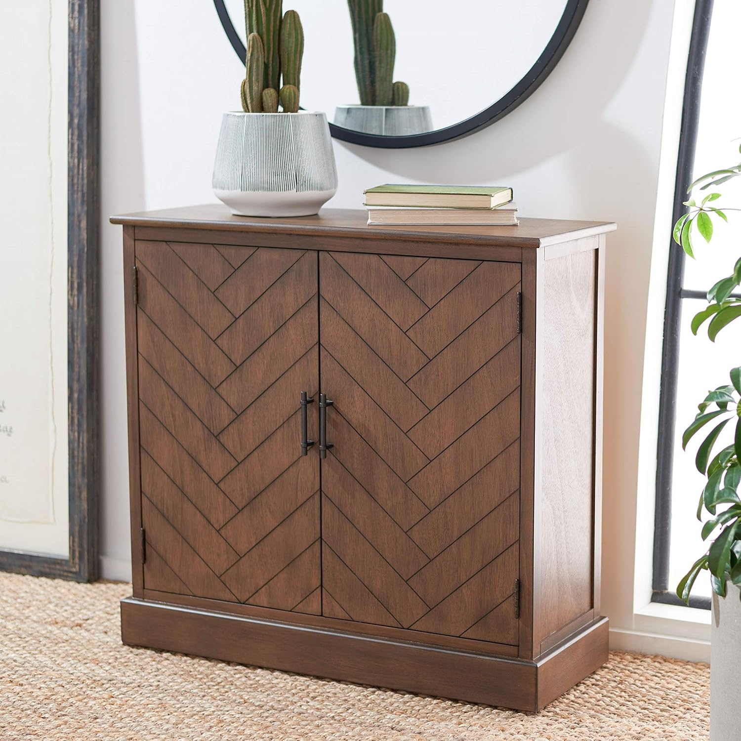 Peyton Greige Herringbone 2-Door Wooden Sideboard