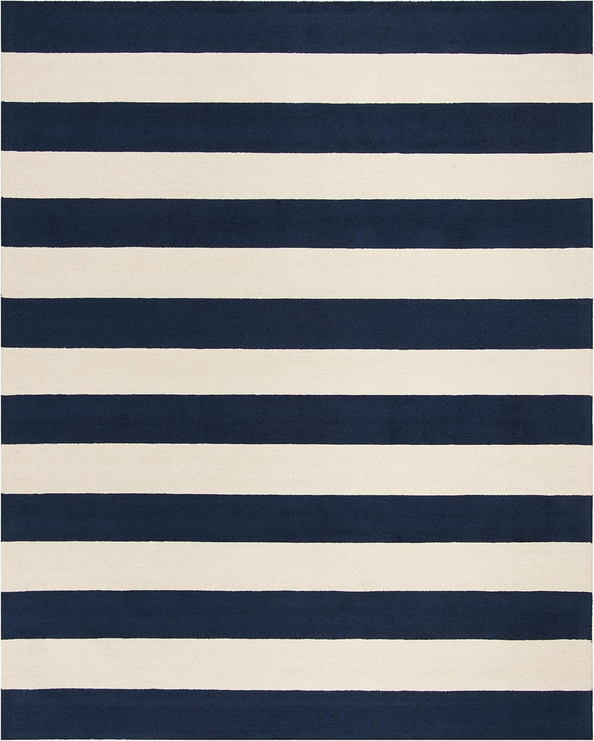 SAFAVIEH Kids Rugby Striped Wool Area Rug, Navy/Ivory, 9' x 12'