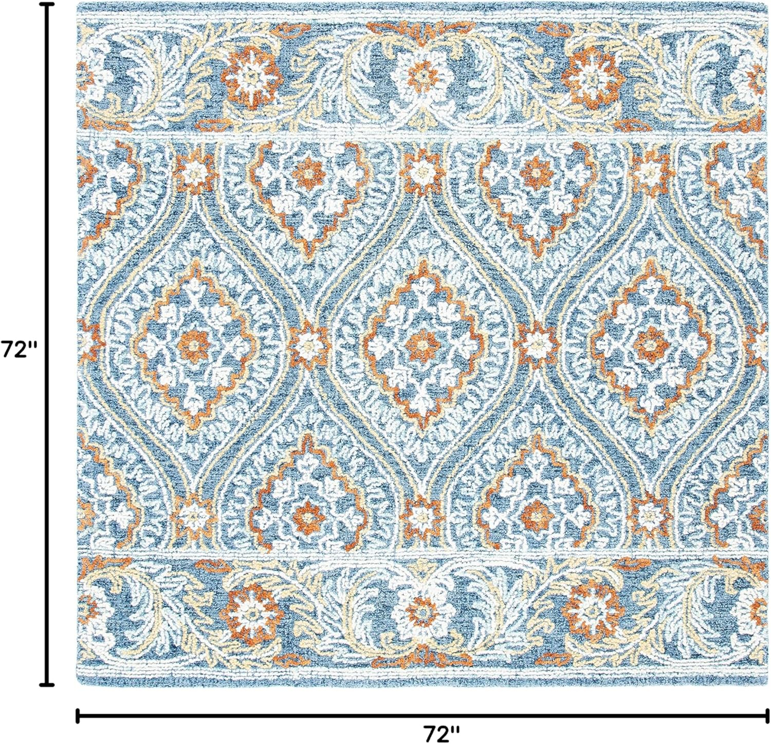 SAFAVIEH Blossom Dima Damask Area Rug, Navy/Yellow, 6' x 6' Square