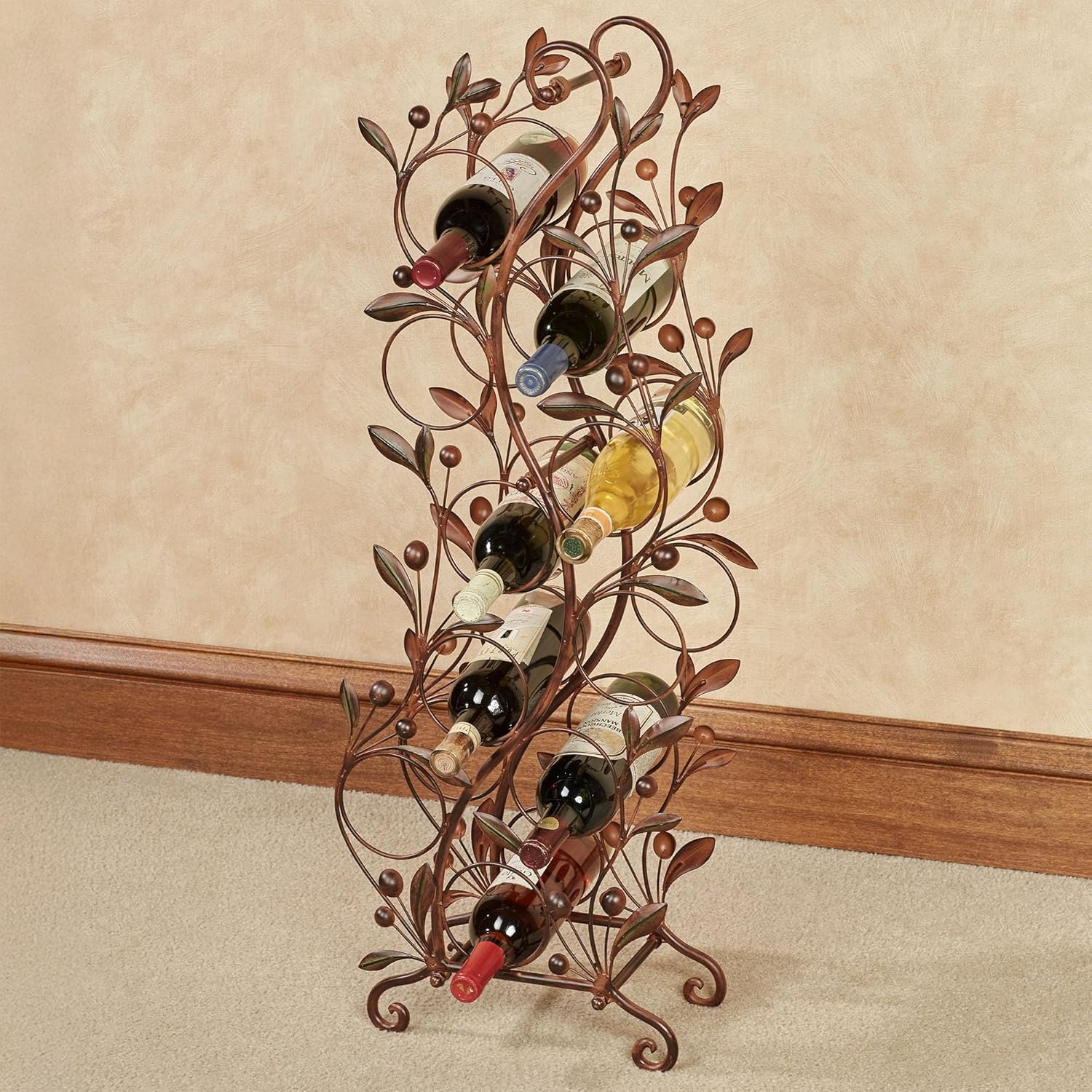 Touch of Class Catalonia Floor Wine Rack Brown - Made of Metal - Painted by Hand