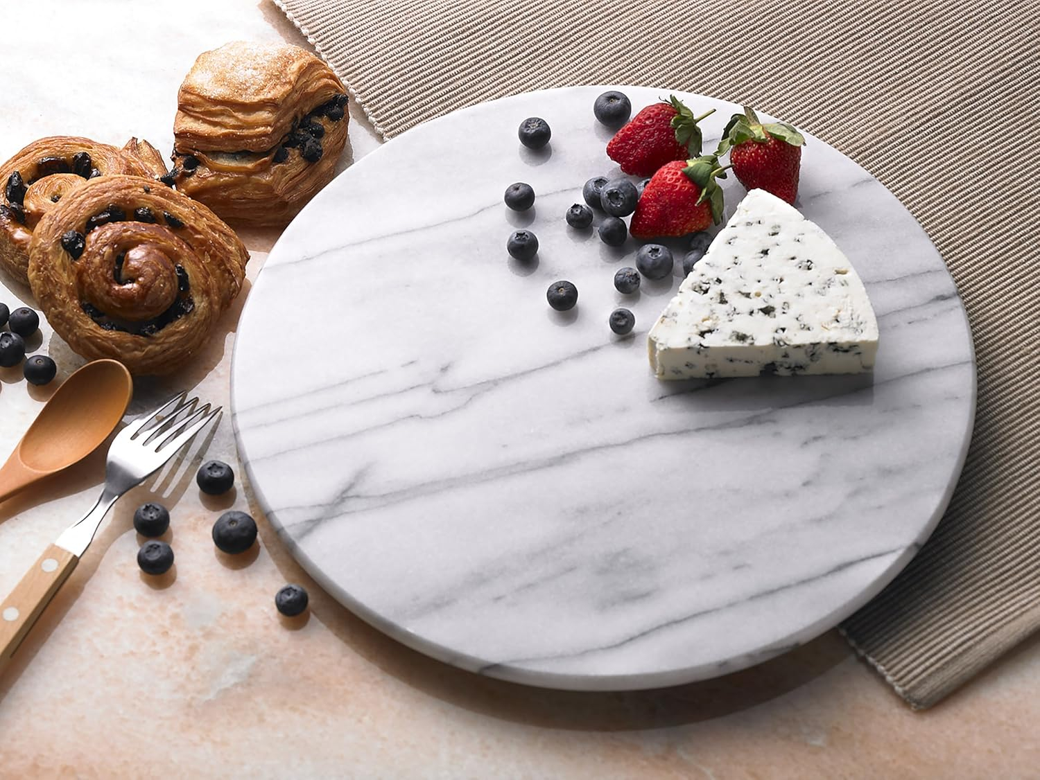 Elegant Off-White Marble Round Serving Board, 12" Diameter