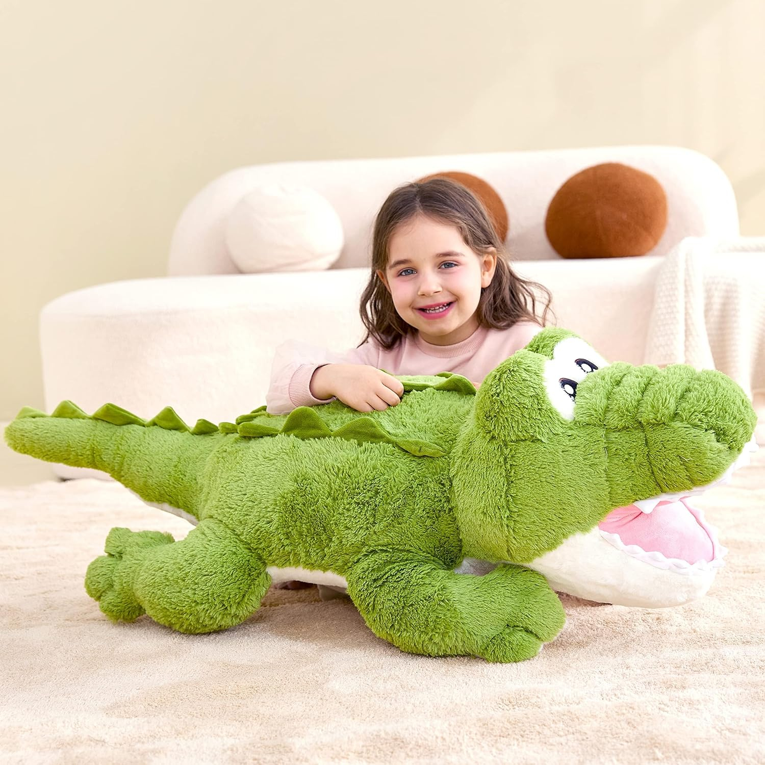 IKASA Giant Crocodile Stuffed Animal Plush Toy,Large Jumbo Alligator 30" Green Huge Cute Soft Toys,Big Size Plushy Fluffy Fat Oversized Plushie,Gifts for Kids Girls Boys Girlfriend Children