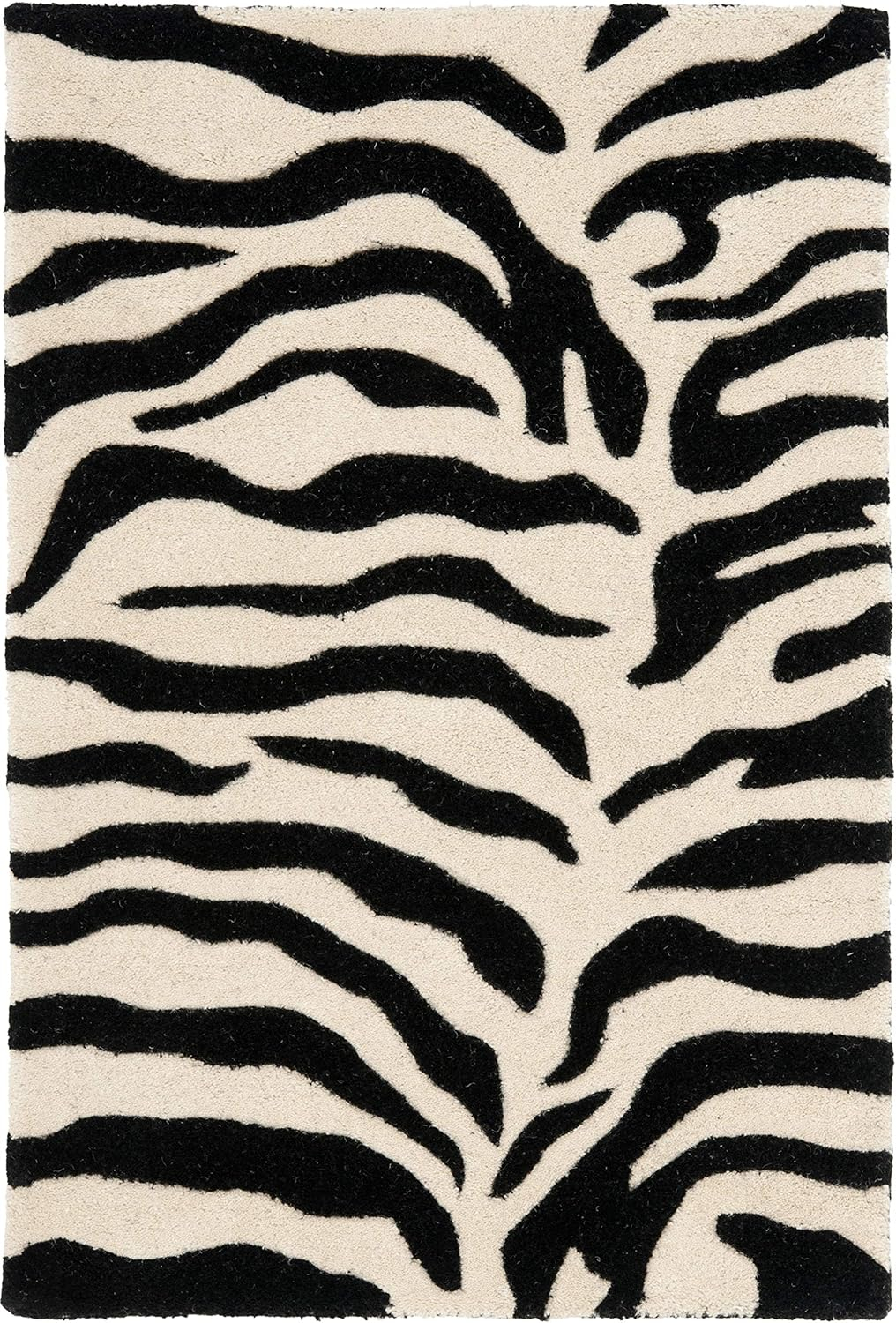 SAFAVIEH Soho Frazier Zebra Striped Wool Area Rug, Beige/Black, 2' x 3'