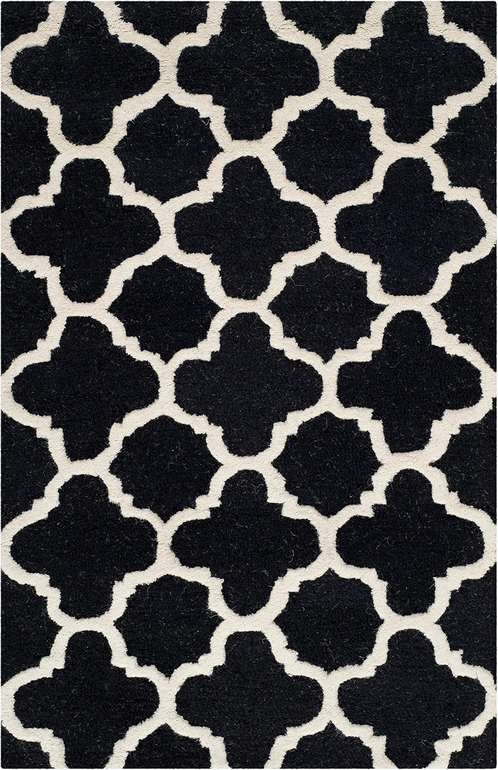SAFAVIEH Cambridge Leonard Geometric Wool Area Rug, Black/Ivory, 2' x 3'