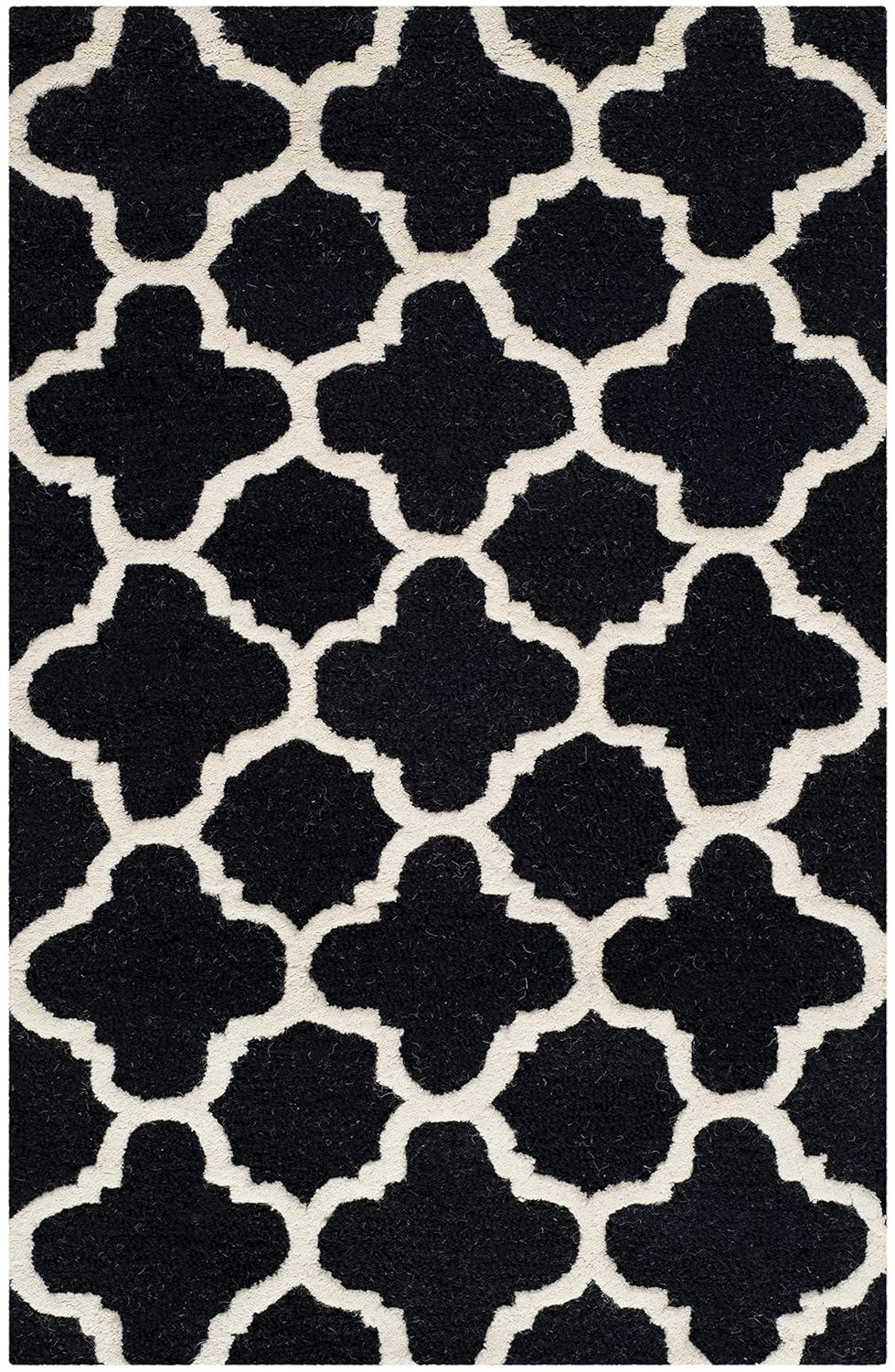 SAFAVIEH Cambridge Leonard Geometric Wool Area Rug, Black/Ivory, 2' x 3'