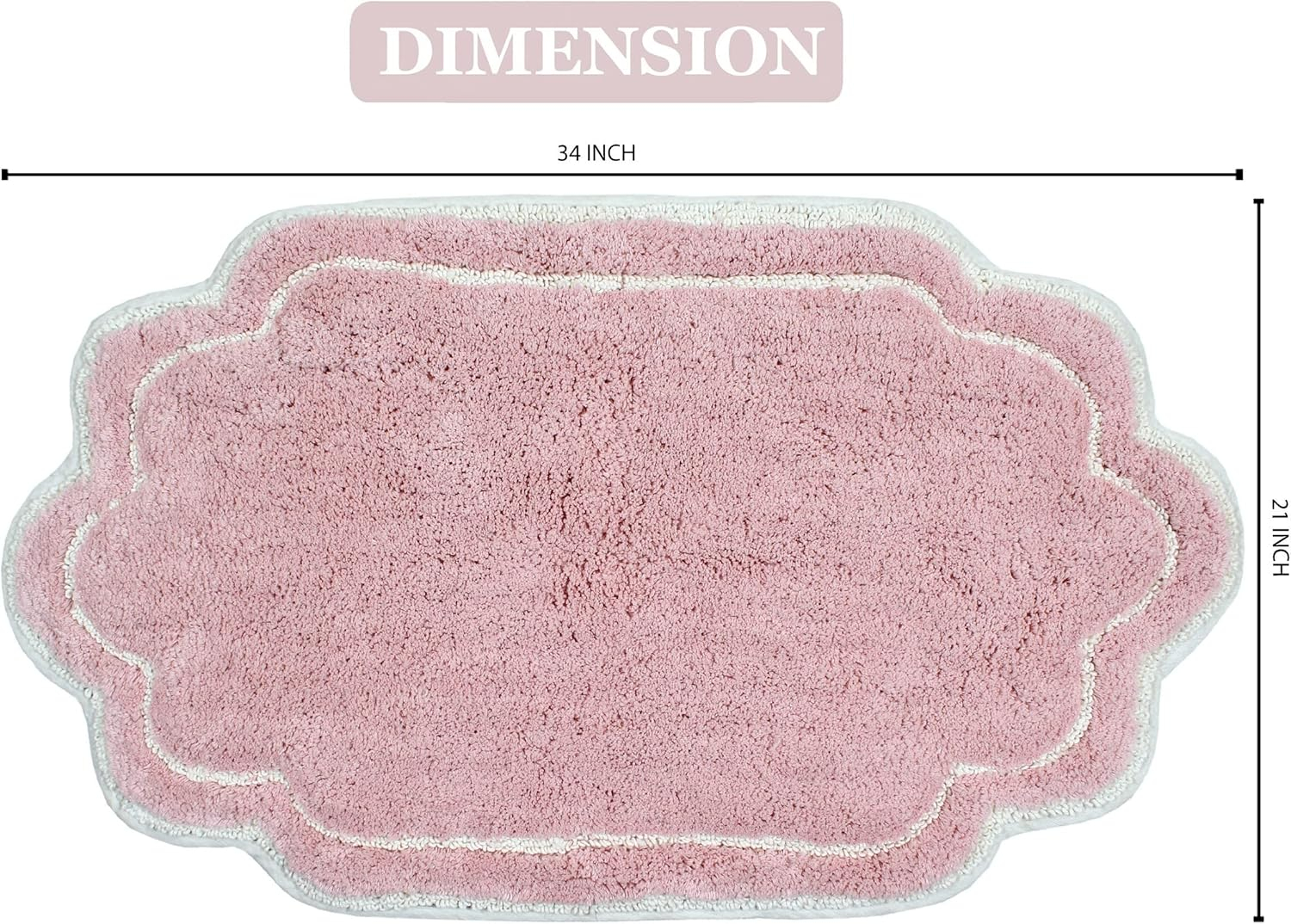 Home Weavers Inc Home Weavers Allure Collection Absorbent Cotton, Machine Washable and Dry Bath Rugs Pink 21"x34"