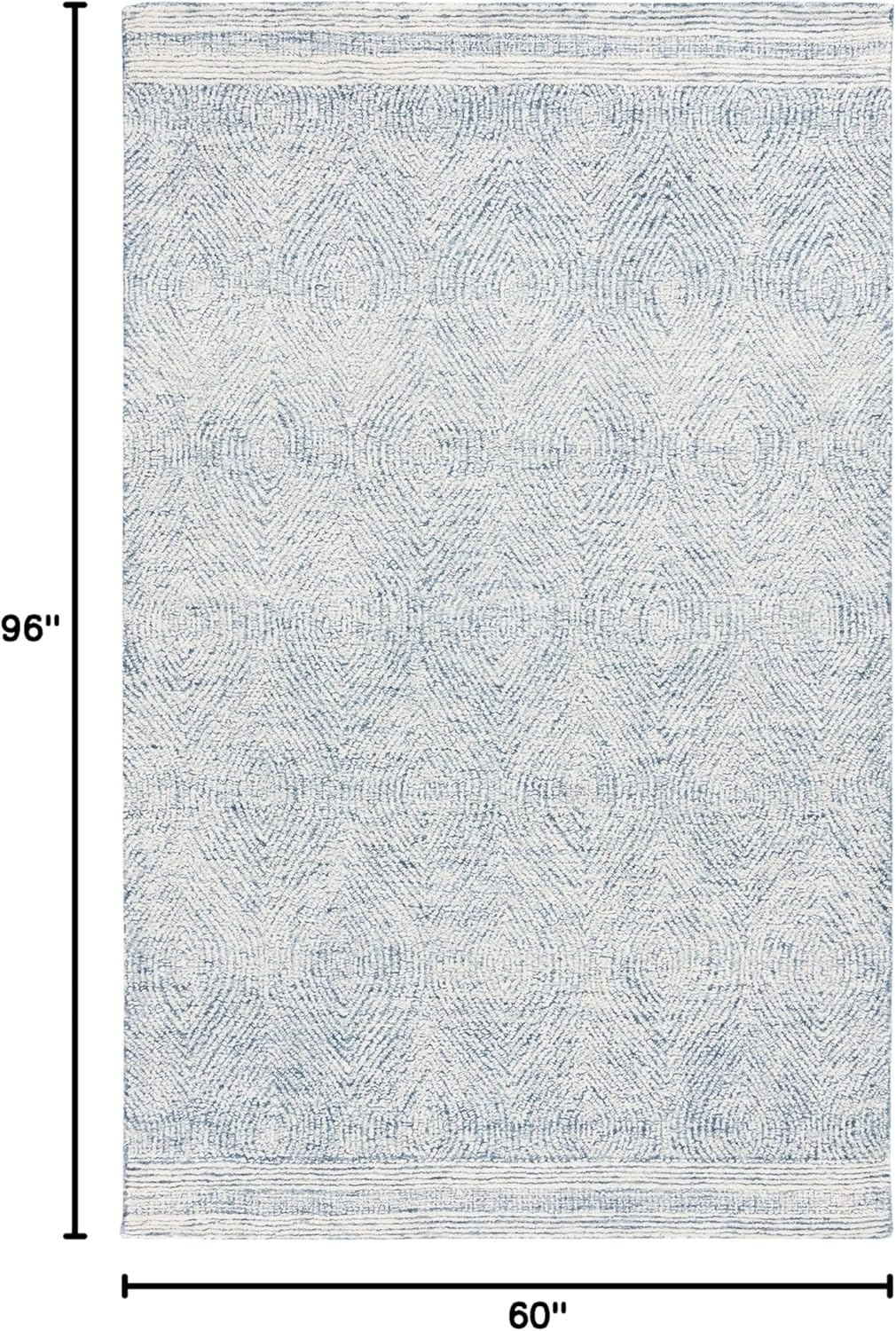 SAFAVIEH Abstract Caelestinus Ogee Wool Area Rug, Ivory/Navy, 5' x 8'