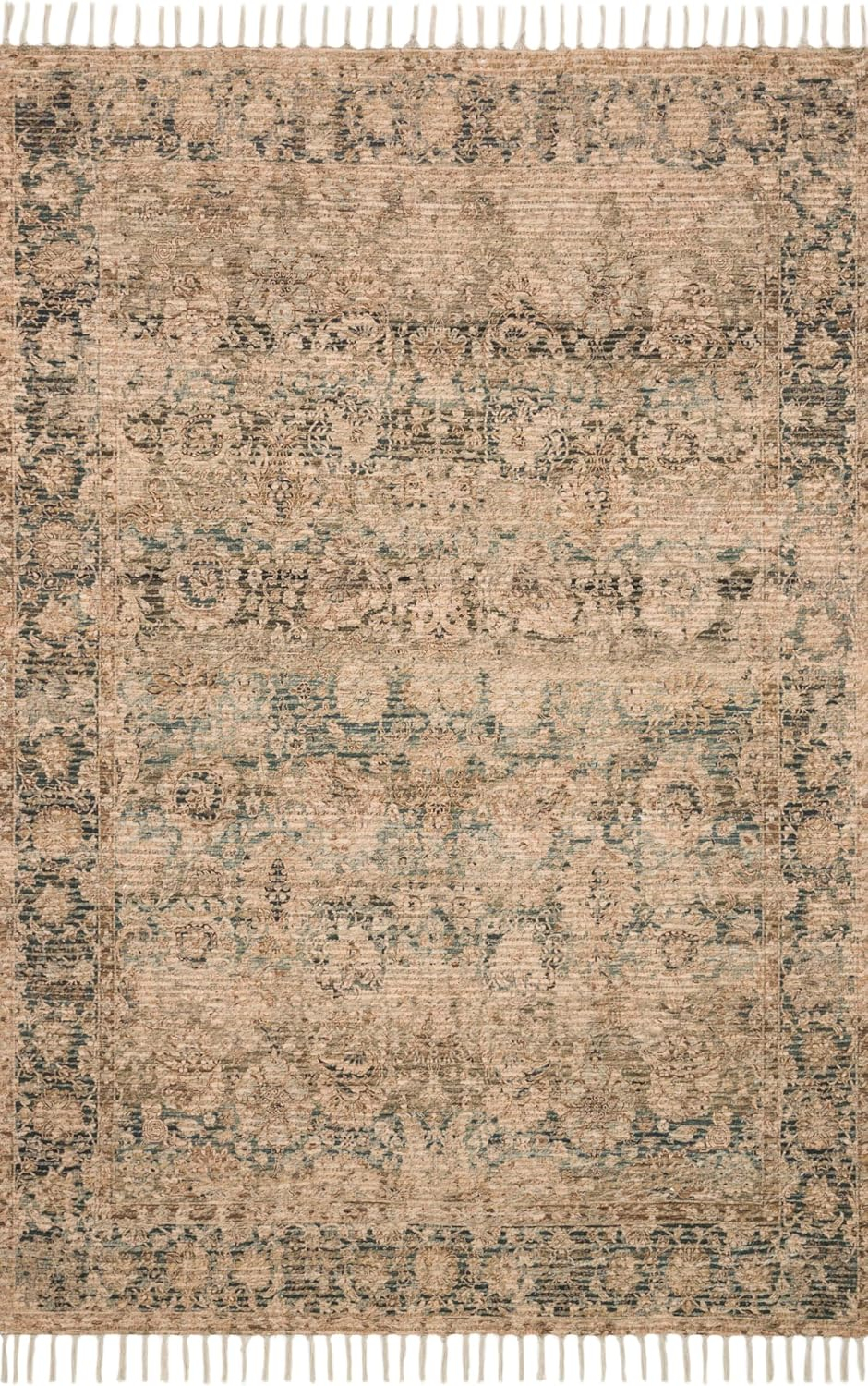 Justina Blakeney x Loloi Cornelia Collection Natural / Teal TRANSITIONAL Area Rug 7'-9" x 9'-9"