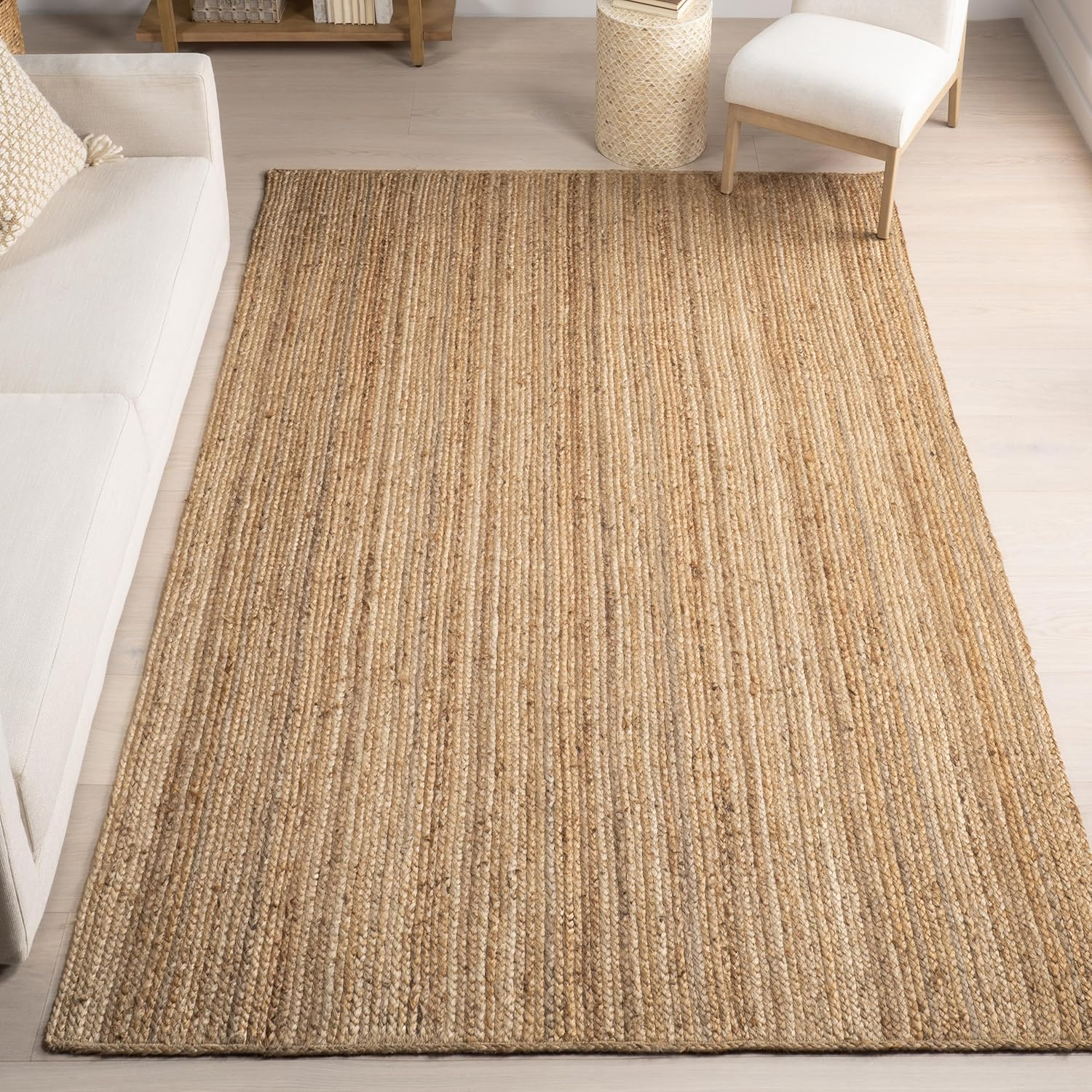 nuLOOM Rigo Hand Woven Farmhouse Jute Area Rug, 10' x 13', Natural