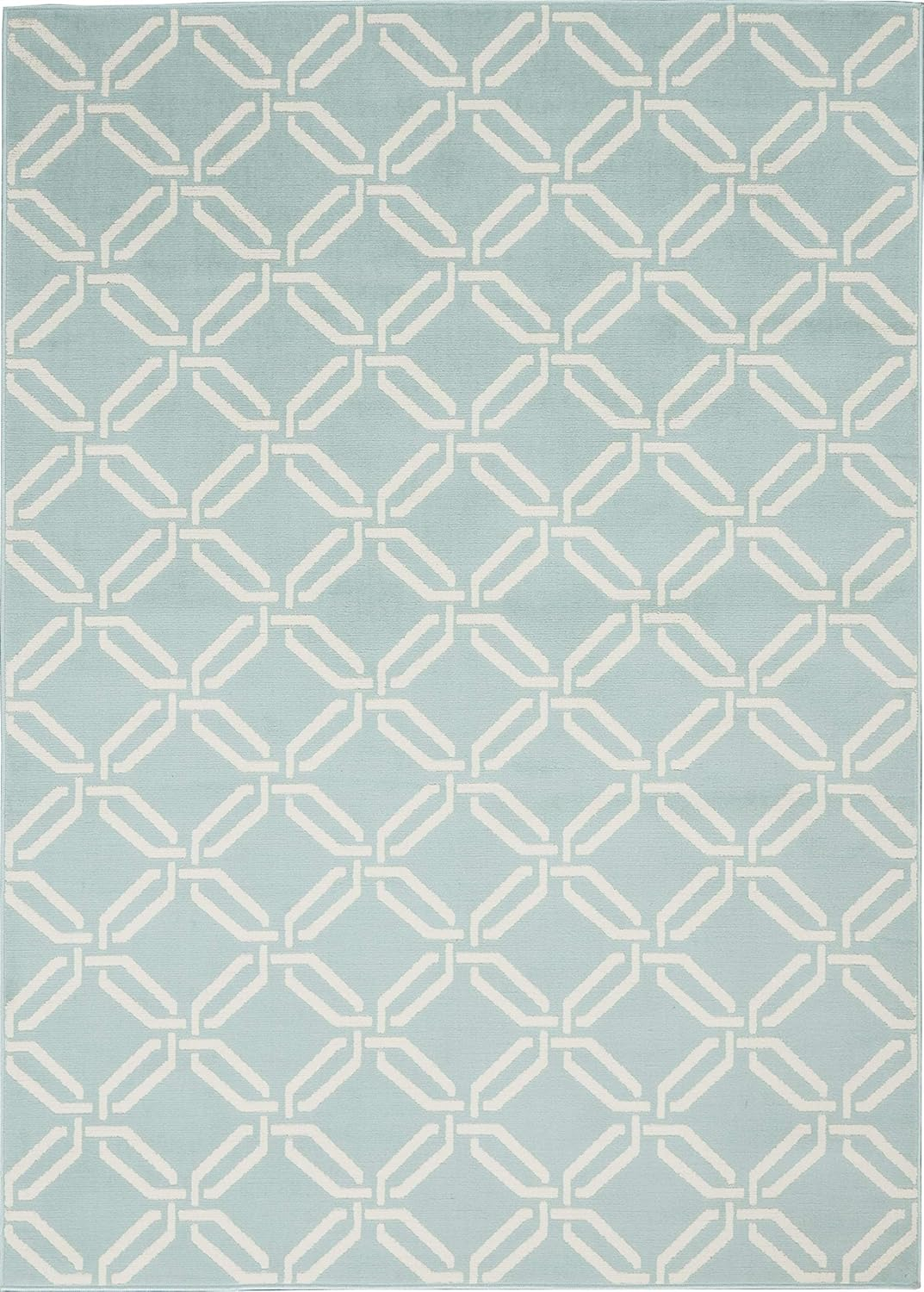 Nourison Jubilant Modern Trellis Green 6' x 9' Area Rug, (6' x 9')