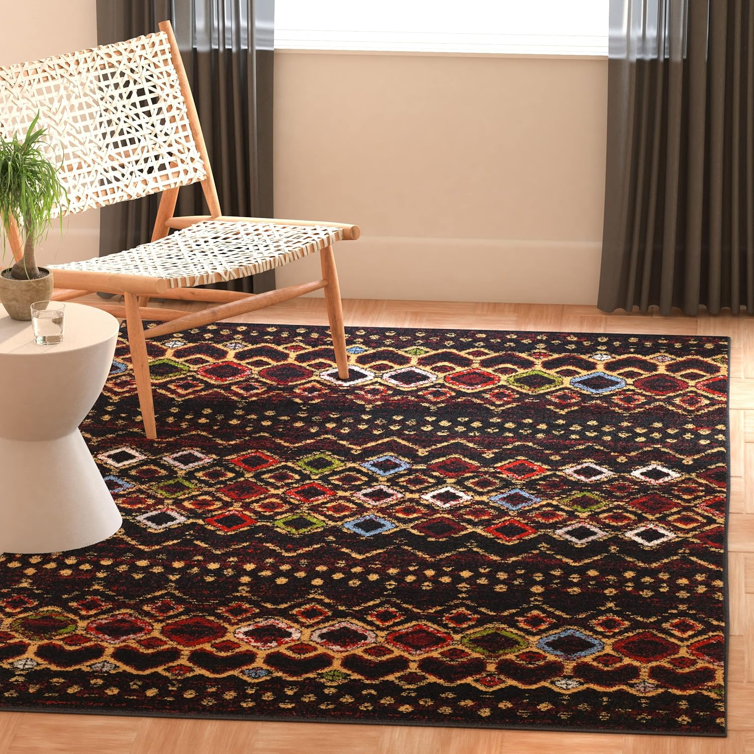 Safavieh Amsterdam Gladwin Geometric Area Rug, Black/Multi, 3' x 5'