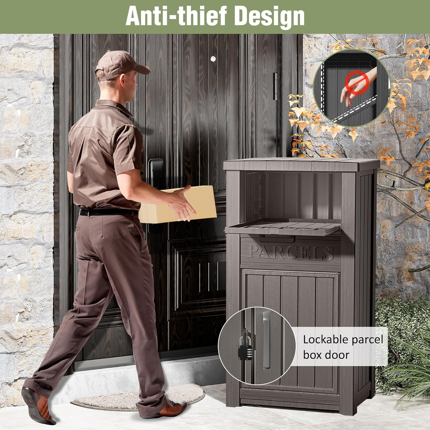Package Delivery Box for Outside, Extra Large Parcel Drop Box with Lockable Secure, Waterproof and Anti-Theft Package Delivery Box for Porch Curbside