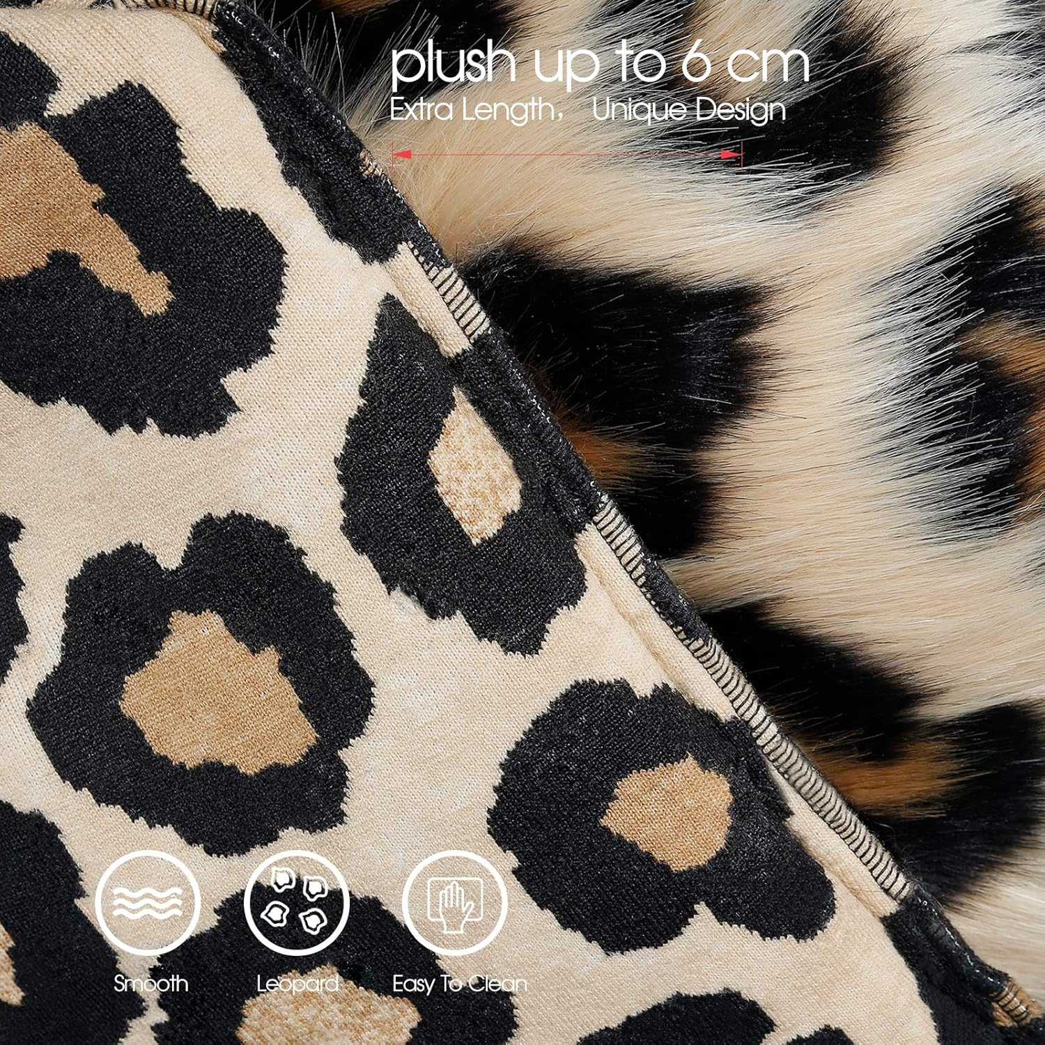 INSMEER 1PC True Leopard Print Pillow Case Decorative Faux Fur Leopard Pillow Covers Plush Shaggy Cheetah Pillow Cases for Bedroom Couch Sofa 18x18inch
