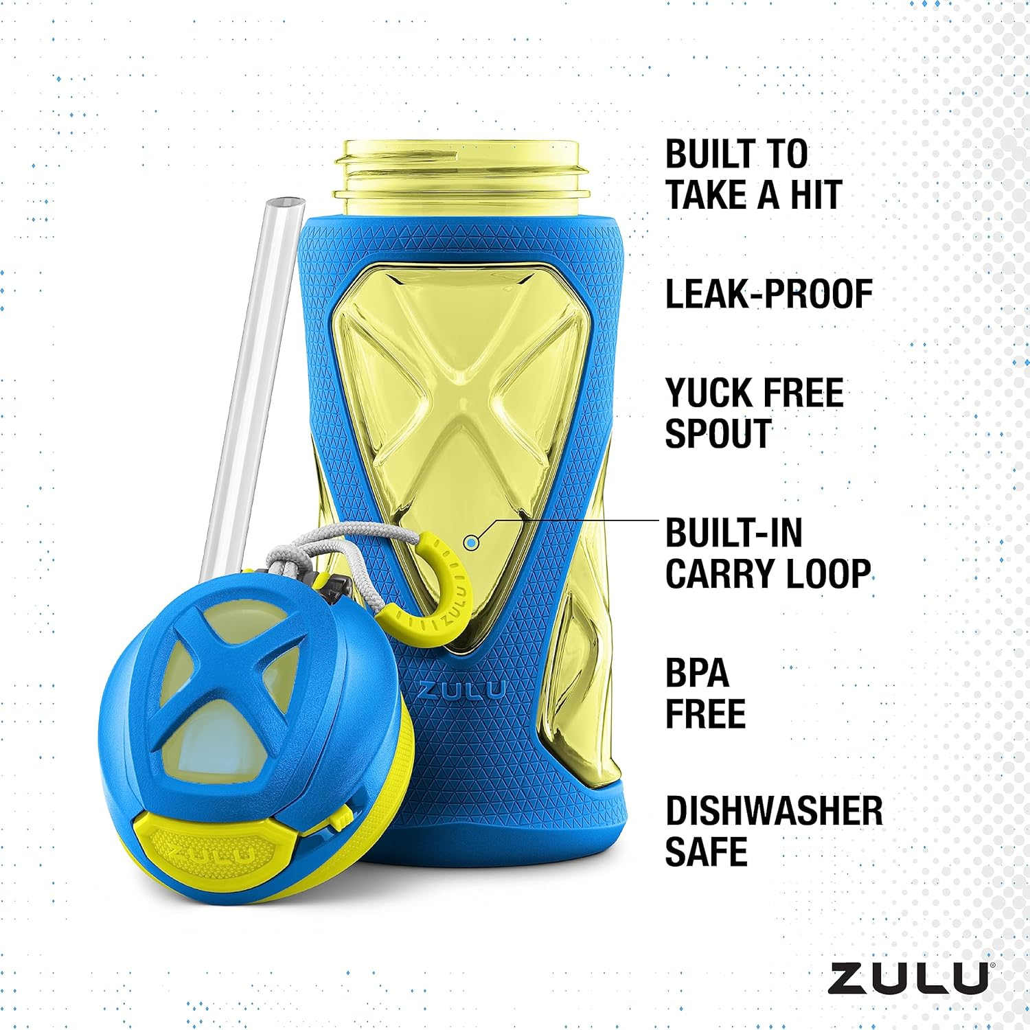Blue and Yellow BPA-Free Plastic Kids Sports Water Bottle