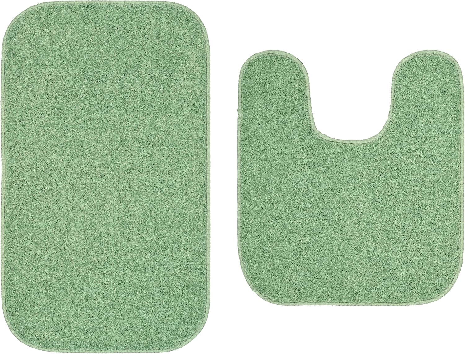 Garland Rug Gramercy Washable Bath Rug Set, 2-Piece (20"x34" & Contour Rug) Deep Fern