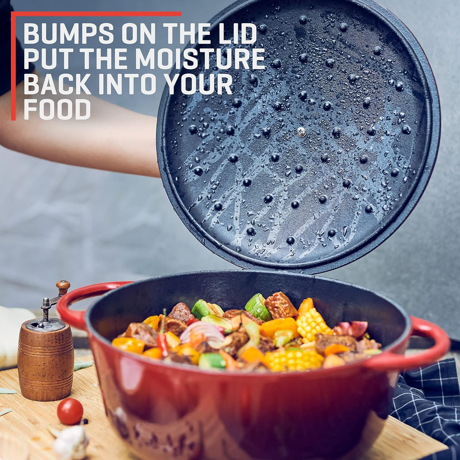 Uno Casa Enameled Cast Iron Dutch Oven - 6 Qt Dutch Oven Pot with Lid, Long-Lasting Enamel Dutch Oven for Bread Baking, Non-Stick Bread Dutch Oven, Enamel Cast Iron Cookware - Red Dutch Oven 6 Quart