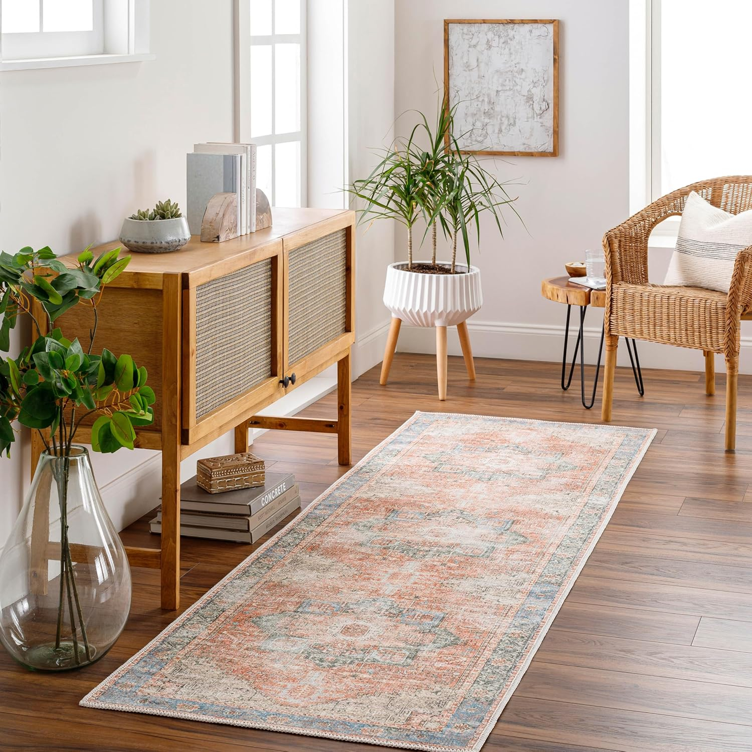Livabliss Amelie Vintage Washable Area Rug,2'7" x 14',Rust