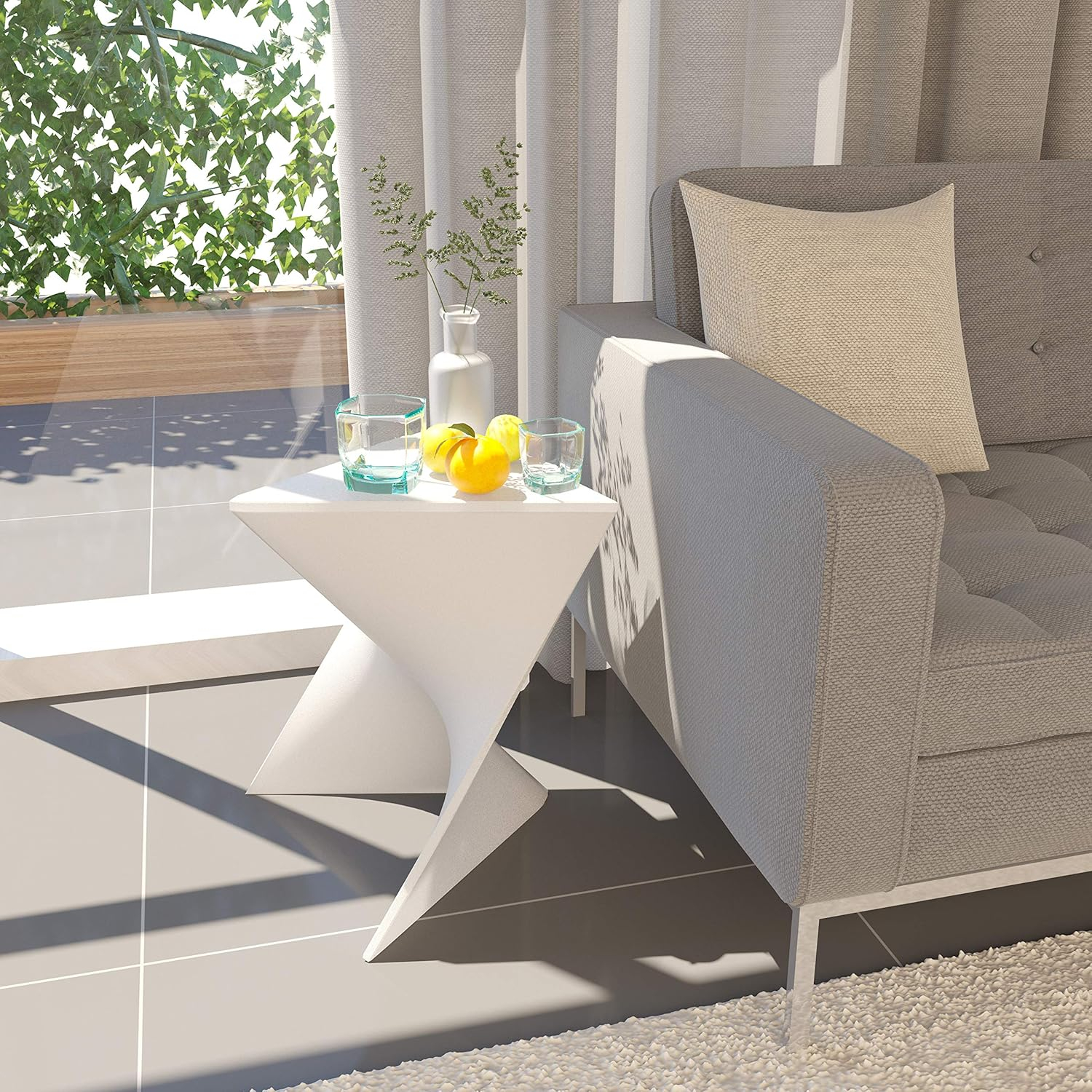 LeisureMod Danbury Modern Vanity Side Table, White
