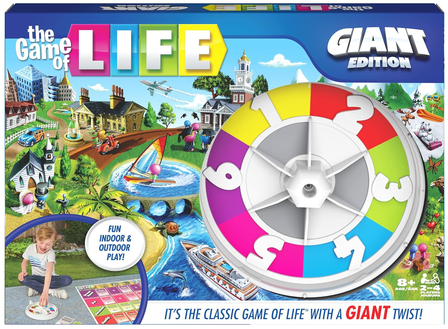 The Game of Life, Giant Edition Family Board Game Indoor/Outdoor Fun Game with Big Oversized Gameboard Cards Spinner, for Adults and Kids Ages 8 and Up