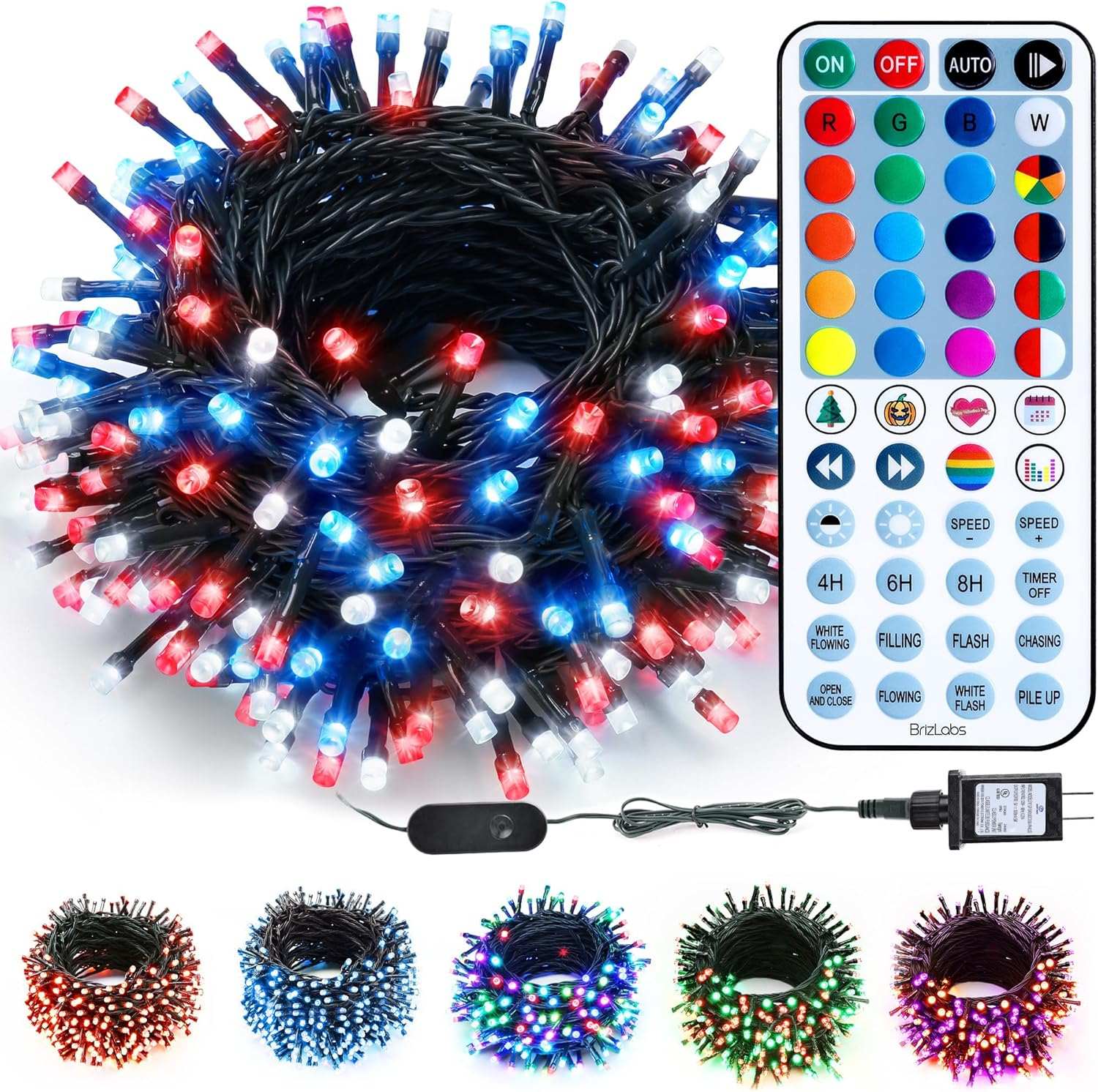 Brizlabs Rgb Xmas Tree Light, 33Ft 100 Led Color Changing Christmas Lights Unique Dual Color Usb Powered String Lights With Remote, Indoor Outdoor Twinkle Lights For Room Christmas Party Wedding Decor