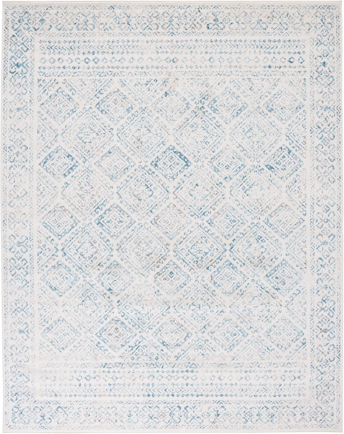 SAFAVIEH Tulum Ophelia Bordered Geometric Area Rug, 9' x 12', Ivory/Turquoise