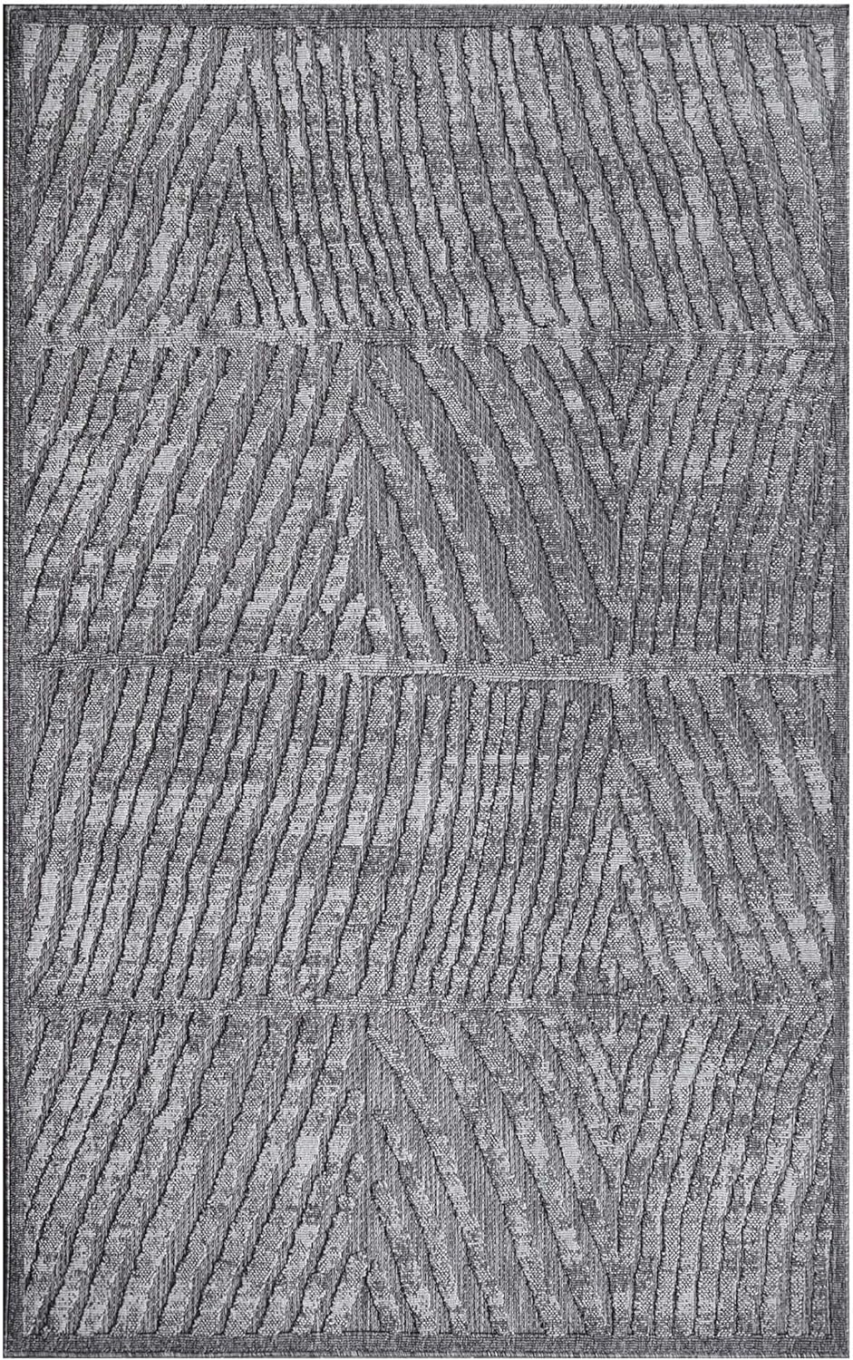 Superior Indoor Outdoor Area Rug, Perfect for Patio, Bedroom, Kitchen, Laundry Room, Entryway, Office, Playroom, Carpet Cover, Abstract Geometric Modern, Ellery Collection, 5' 2" x 7' 2", Grey