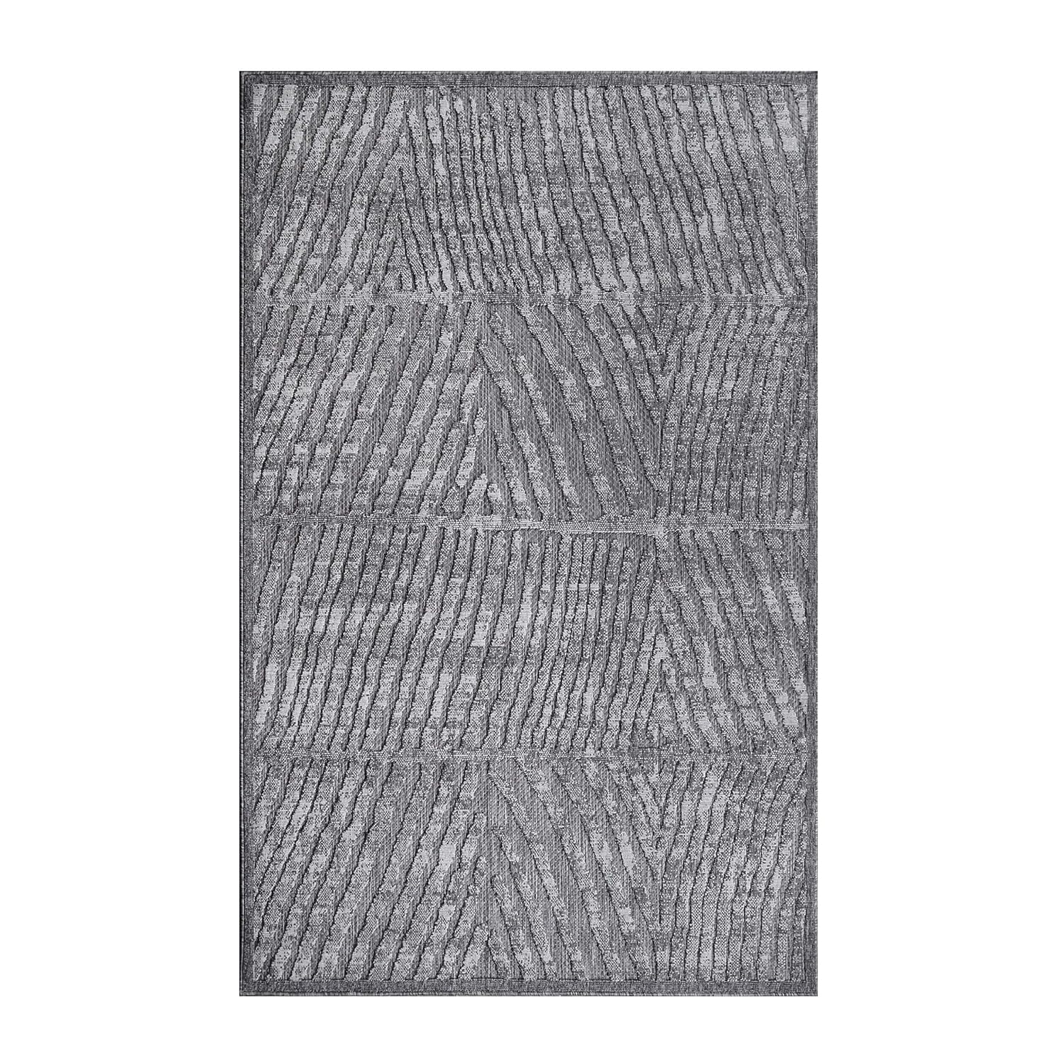 Superior Indoor Outdoor Area Rug, Perfect for Patio, Bedroom, Kitchen, Laundry Room, Entryway, Office, Playroom, Carpet Cover, Abstract Geometric Modern, Ellery Collection, 5' 2" x 7' 2", Grey