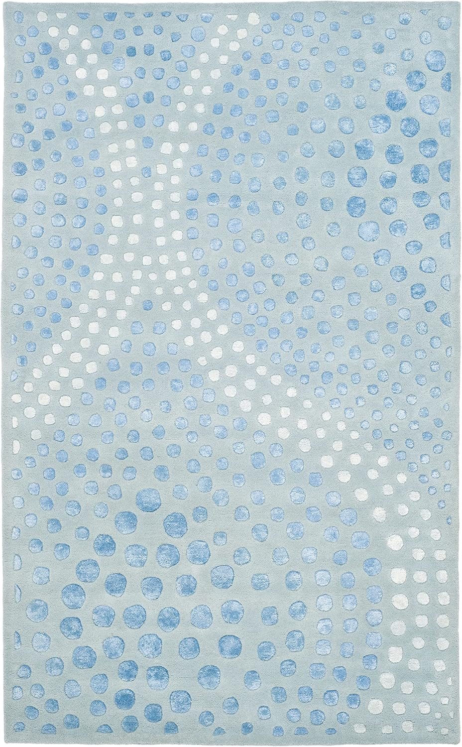 SAFAVIEH Soho Andrew Polka Dots Wool Area Rug, Light Blue, 3'6" x 5'6"