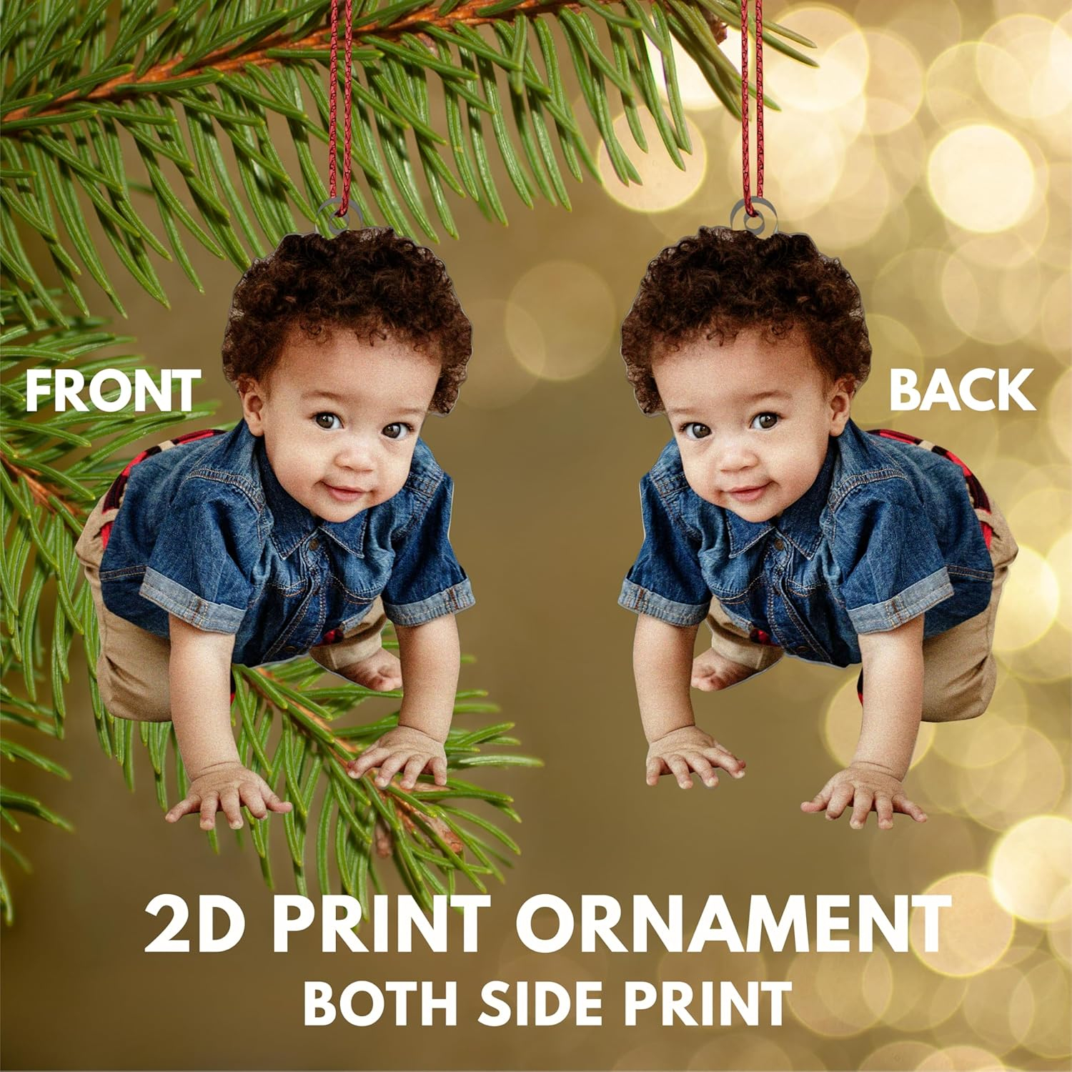 Customization Mill Personalized Your Photo Ornament, Customized 2D Photo Ornaments, Double-Sided Print, Custom Christmas Ornaments, Personalized Christmas Ornaments for Christmas Tree