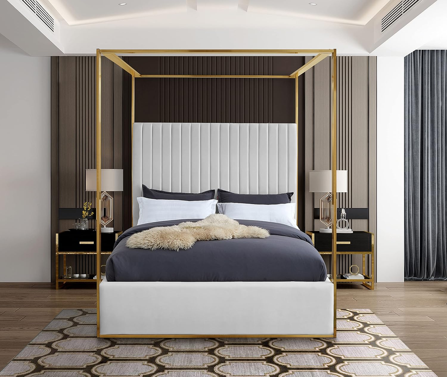Meridian Furniture Jones White Vegan Leather Queen Bed