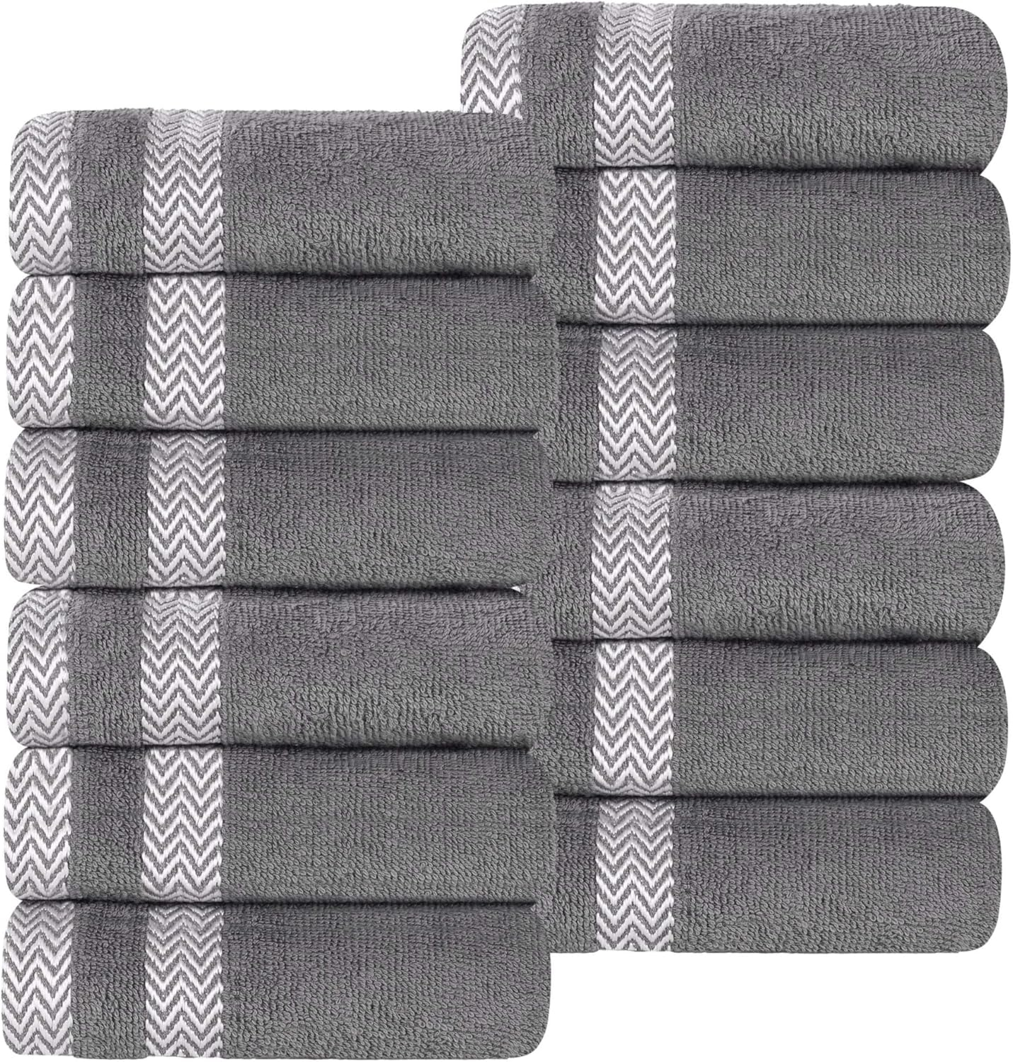 Superior Hays Cotton Face Towel Washcloth Set of 12, Gray