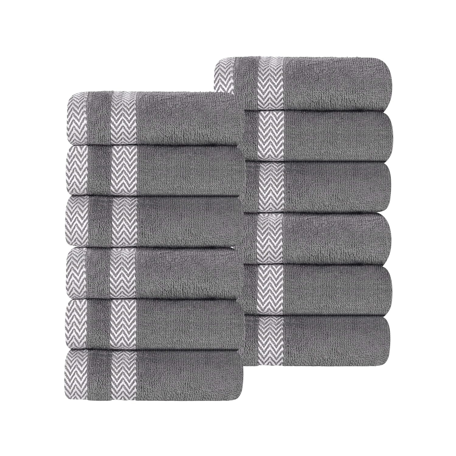 Superior Hays Cotton Face Towel Washcloth Set of 12, Gray