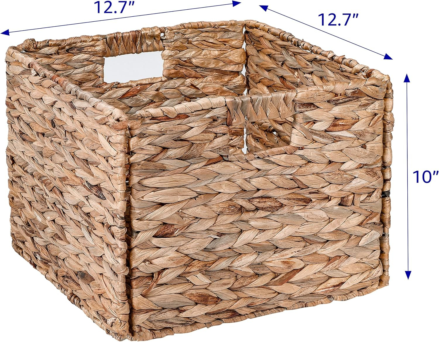 12.7 in Foldable Water Hyacinth Storage Basket with Iron Wire Frame