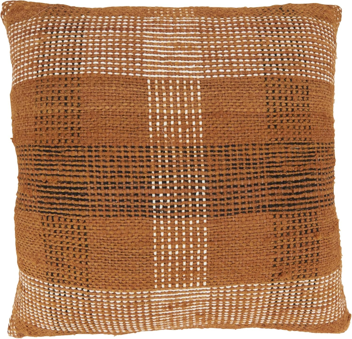Saro Lifestyle Rustic Charm Plaid Down Filled Throw Pillow, Orange, 20"x20"