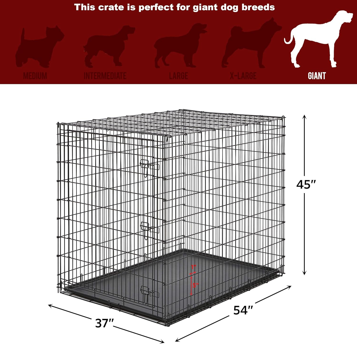 MidWest Homes For Pets XX-Large Single Door Metal Wire Dog Crate, 54"