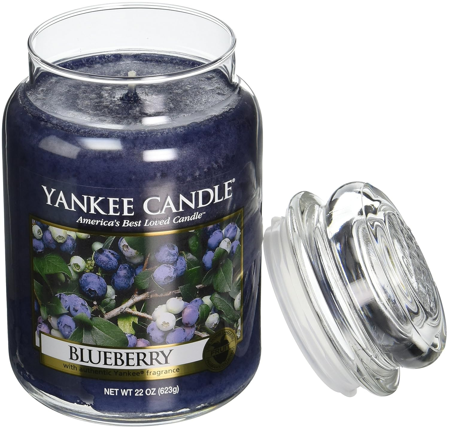 Blueberry Scented Large Blue Jar Candle with Single Wick