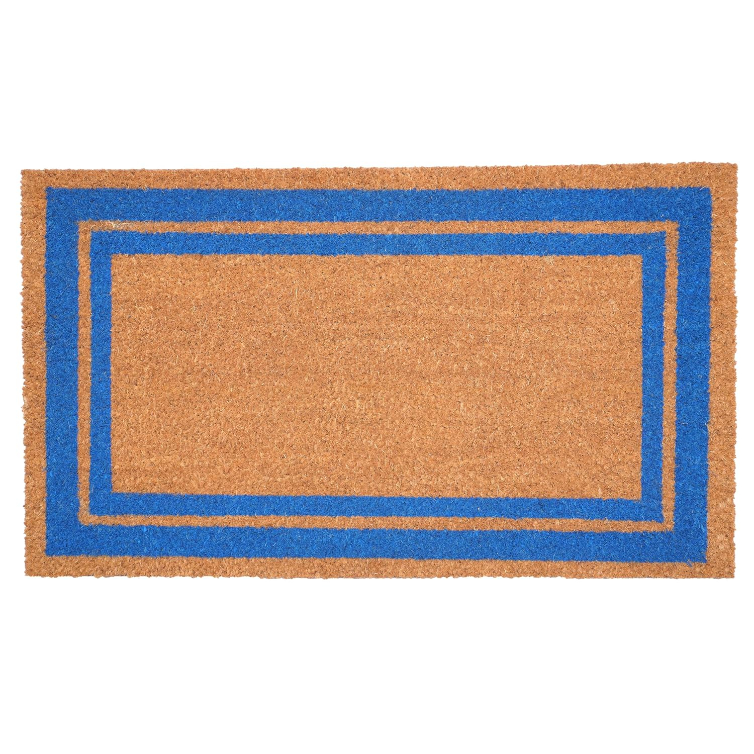 Callowaymills 2-ft x 3-ft Natural/Blue Coir/Vinyl Rectangular Indoor or outdoor Decorative Door mat