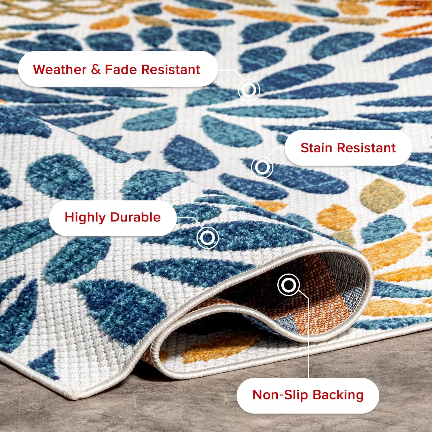 nuLOOM Monique Floral Indoor/Outdoor Area Rug, 12' x 15', Blue