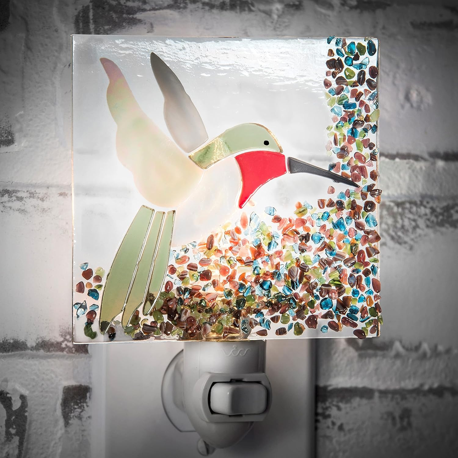 Stained Glass Night Light, Hummingbird, Outdoor, Plug in nightlight for Bedroom/Bathroom/den/Hallway Home Decor NTL 225-2