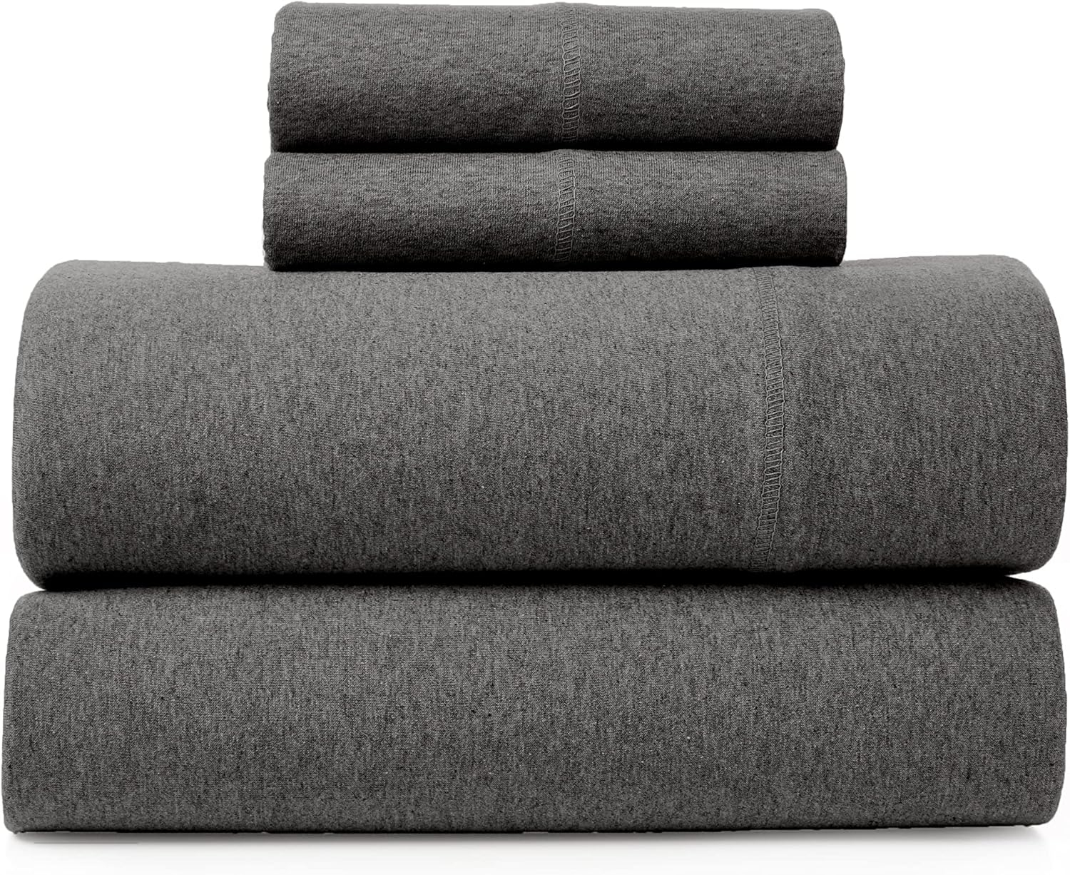 Road Trip America Jersey Sheet Set - 4 Pieces Queen Cotton Sheets Set - Stretchable Ultrasoft Luxury Knit Bed Linen (Dark Gray, Queen)