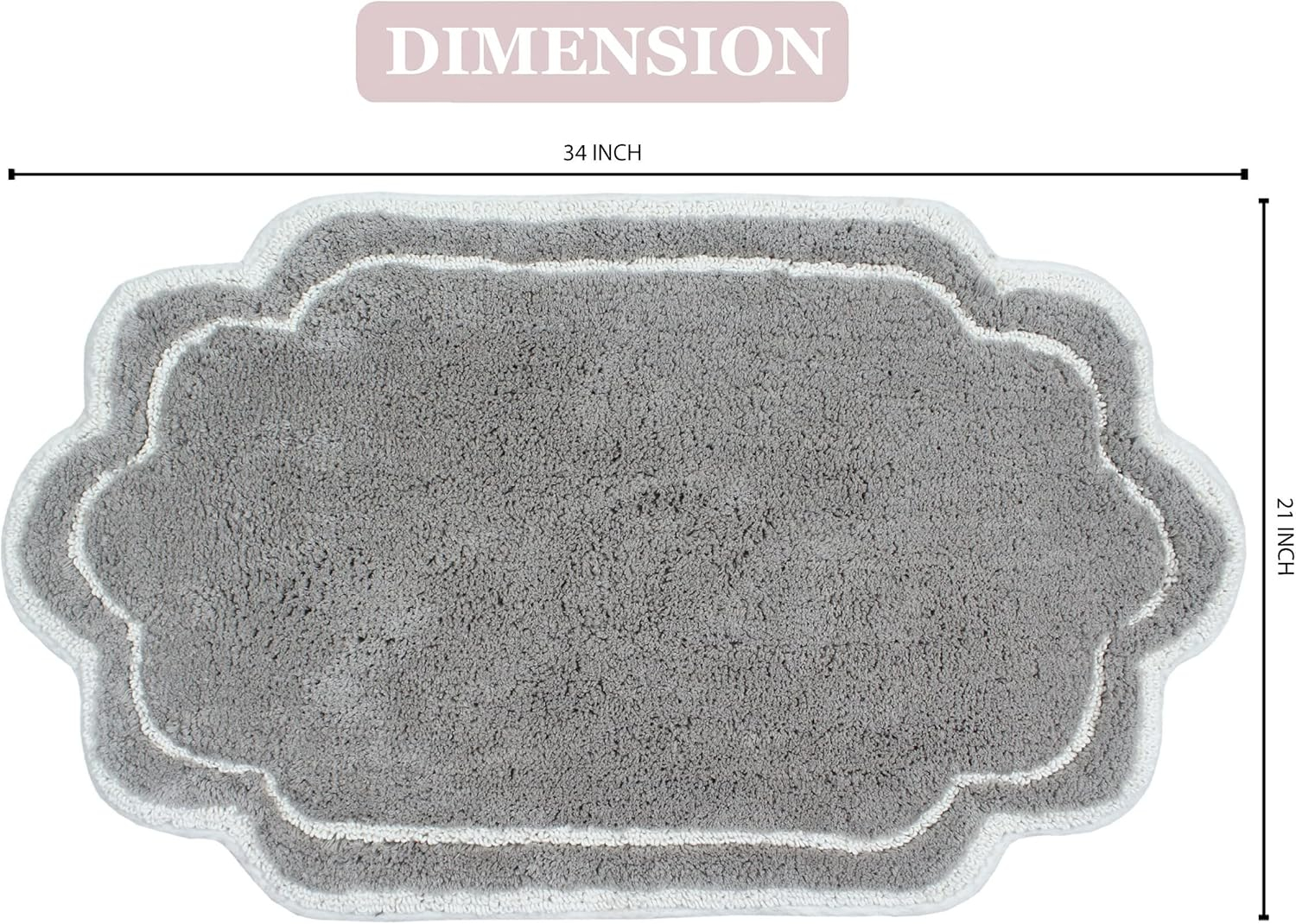 Home Weavers Allure Collection Bathroom Rug 100% Cotton Tufted Bathroom Rug, Soft and Absorbent Bath Rugs, Non-Slip Bath Carpet, Machine Wash Dry Bath Mats for Bathroom Floor- 21"x34" Bath Rug, Gray