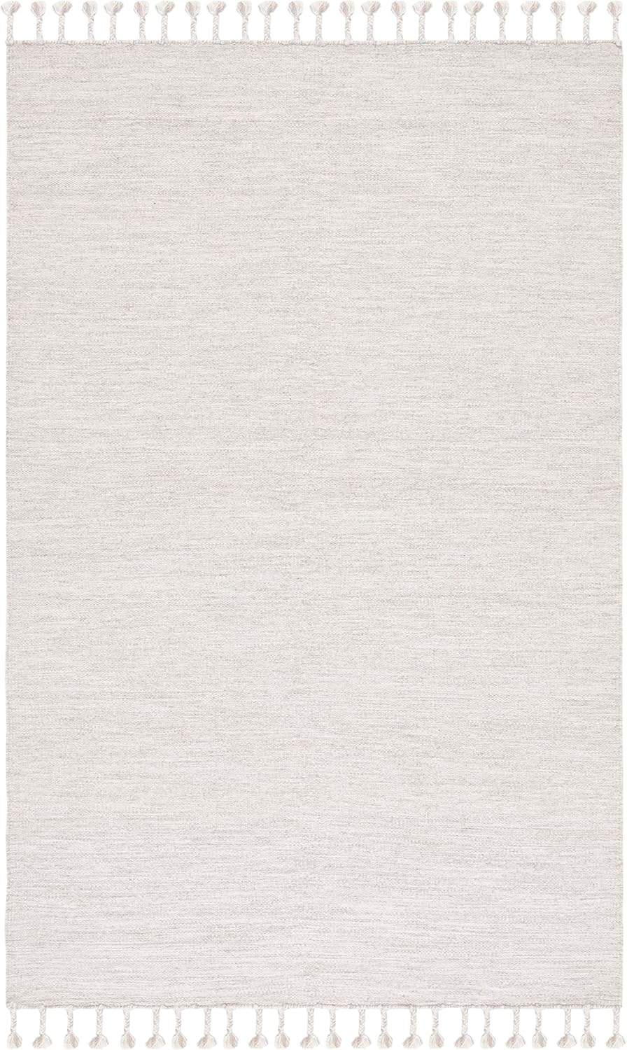 Classic Geometric Handwoven Wool 4' x 6' Area Rug in Beige