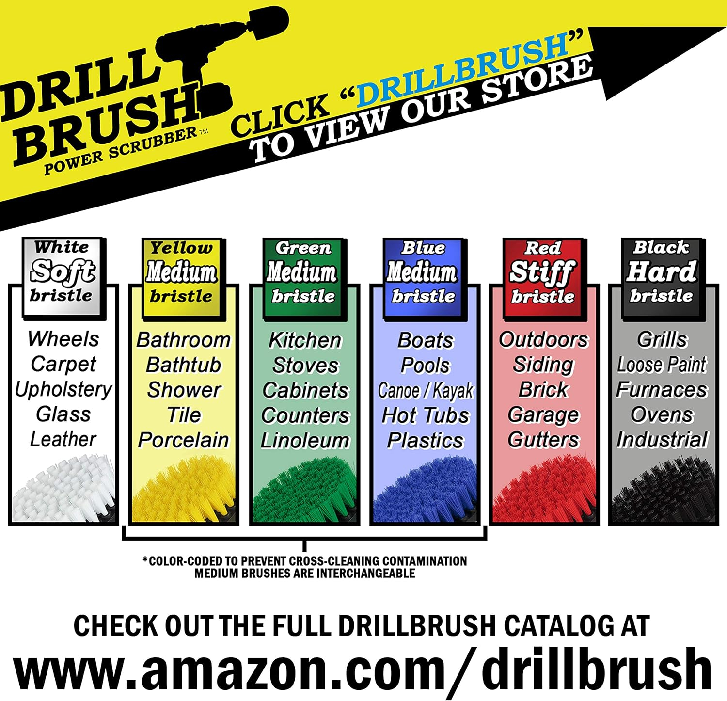 Green Nylon Bristle Drill Brush Set for Kitchen Cleaning