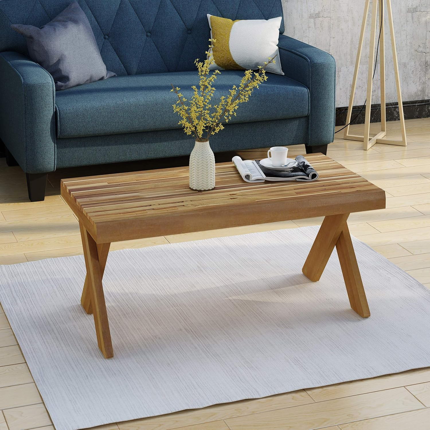 Matthias Indoor Farmhouse Acacia Wood Coffee Table, Teak